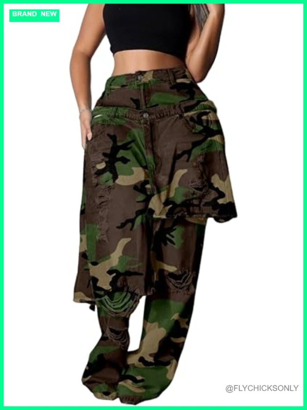 Ripped Patchwork Denim Pants Straight Wide Leg Double Waist Baggy Y2k Streetwear
